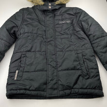 Load image into Gallery viewer, unisex Piping Hot, black hooded jacket / coat, GUC, size 8,  