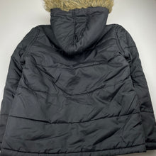 Load image into Gallery viewer, unisex Piping Hot, black hooded jacket / coat, GUC, size 8,  