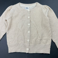 Load image into Gallery viewer, Girls H&amp;T, metallic gold lightweight knit cardigan, EUC, size 2,  