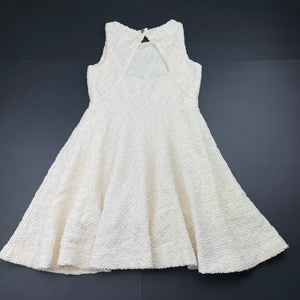 Girls Bardot Junior, lined textured party dress, light mark back, FUC, size 6, L: 63cm