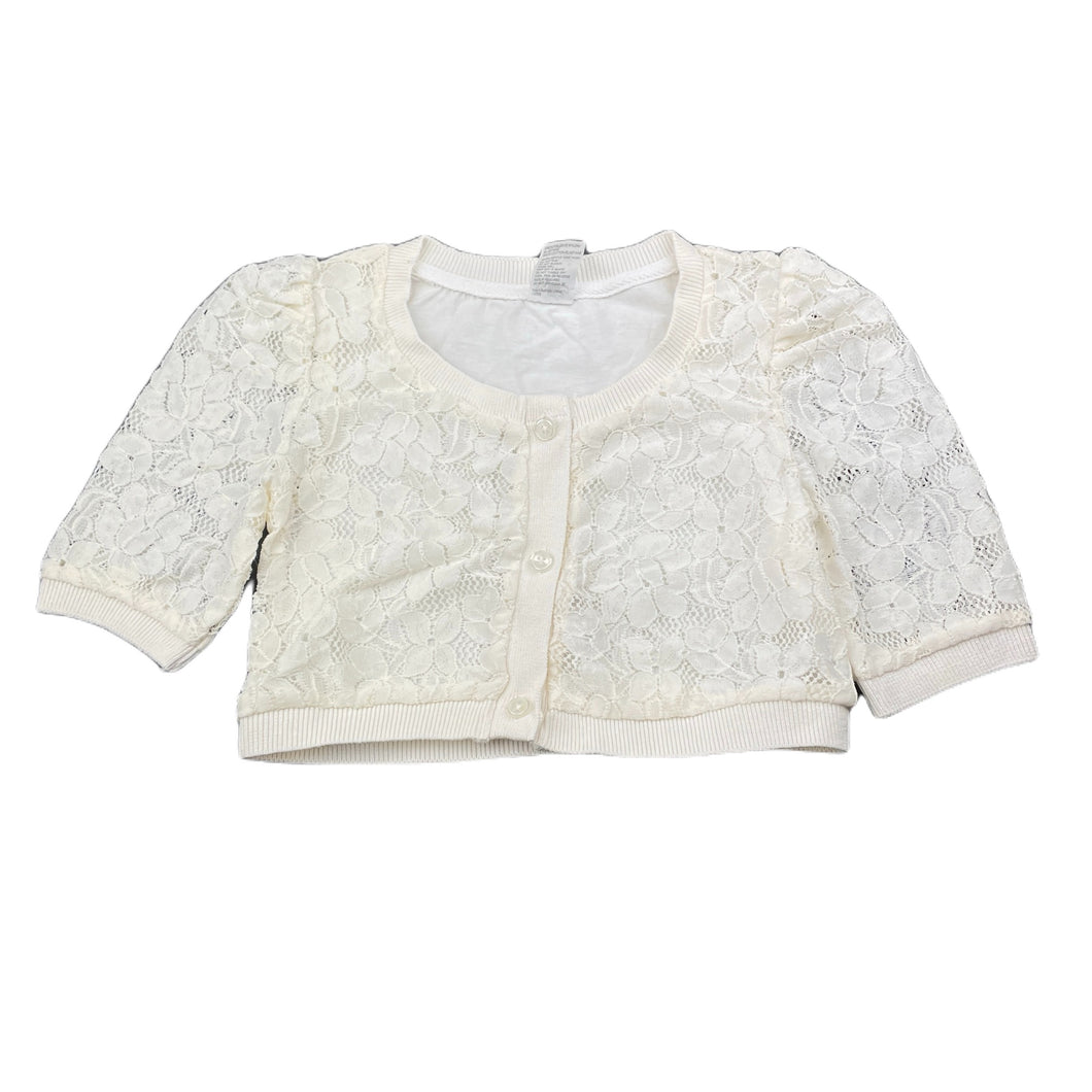 Girls H&T, cream floral lace cropped cardigan / top, EUC, size 7,  