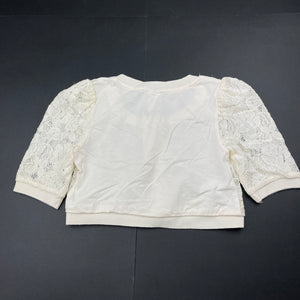 Girls H&T, cream floral lace cropped cardigan / top, EUC, size 7,  