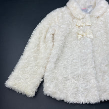 Load image into Gallery viewer, Girls Kids Stuff, cream faux fur jacket, light mark right cuff, FUC, size 6,  