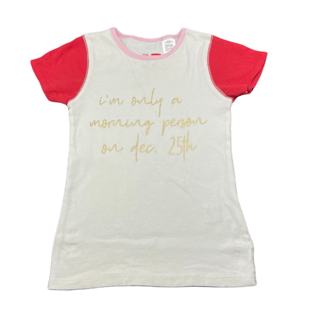Girls Cotton On, cotton Christmas pyjama top, small mark lower front, FUC, size 7,  