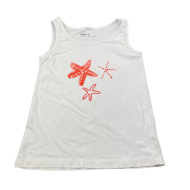 Girls Anko, white cotton singlet / tank top, GUC, size 6,  