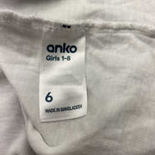 Load image into Gallery viewer, Girls Anko, white cotton singlet / tank top, GUC, size 6,  