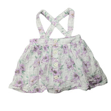 Load image into Gallery viewer, Girls Baby Baby, floral crinkle cotton suspender skirt, elasticated, GUC, size 0,  