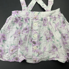 Load image into Gallery viewer, Girls Baby Baby, floral crinkle cotton suspender skirt, elasticated, GUC, size 0,  