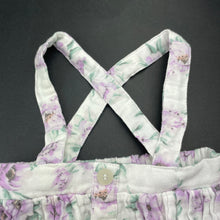 Load image into Gallery viewer, Girls Baby Baby, floral crinkle cotton suspender skirt, elasticated, GUC, size 0,  