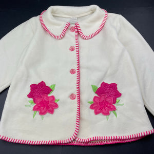 Girls Aurora, cream fleece jacket / coat, flowers, EUC, size 7,  