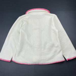 Girls Aurora, cream fleece jacket / coat, flowers, EUC, size 7,  