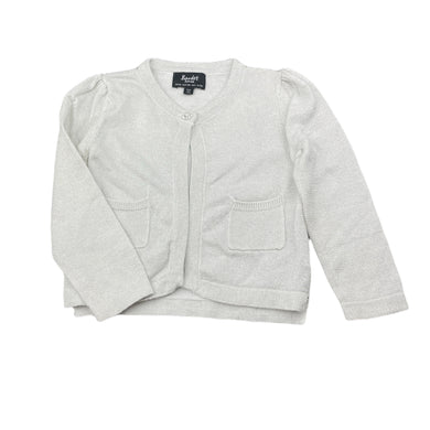 Girls Bardot Junior, metallic silver knit lightweight cardigan, GUC, size 1,  