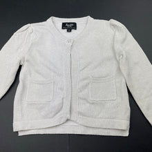 Load image into Gallery viewer, Girls Bardot Junior, metallic silver knit lightweight cardigan, GUC, size 1,  