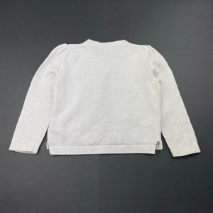 Girls Bardot Junior, metallic silver knit lightweight cardigan, GUC, size 1,  