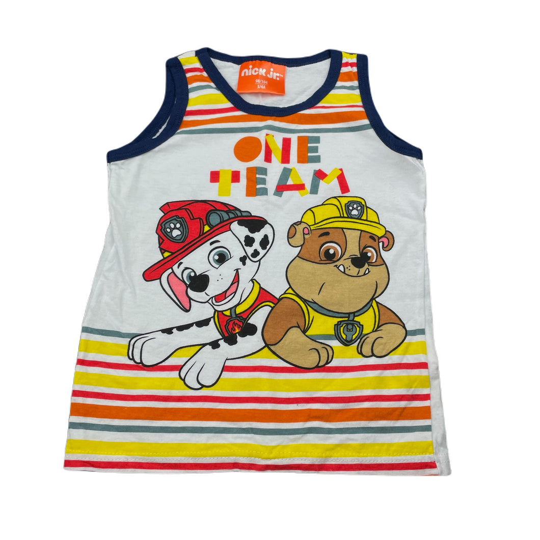 Boys Nick Jnr, Paw Patrol cotton singlet / tank top, EUC, size 3-4,  