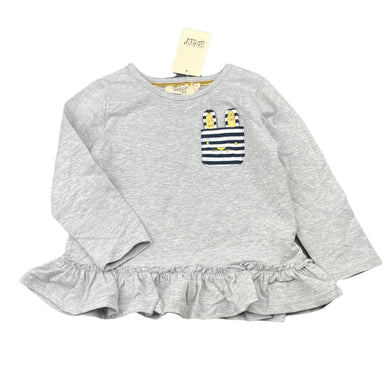 Girls BQT, stretchy grey marle long sleeve tee / top, NEW, size 2,  