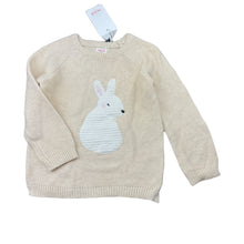 Load image into Gallery viewer, Girls Seed, knitted cotton sweater / jumper, rabbit, NEW, size 2,  