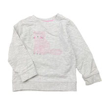Load image into Gallery viewer, Girls Anko, grey marle long sleeve top, cat, FUC, size 2,  