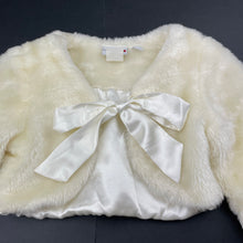 Load image into Gallery viewer, Girls Ladybird, cream cropped faux fur jacket, EUC, size 4,  