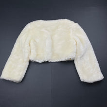 Load image into Gallery viewer, Girls Ladybird, cream cropped faux fur jacket, EUC, size 4,  