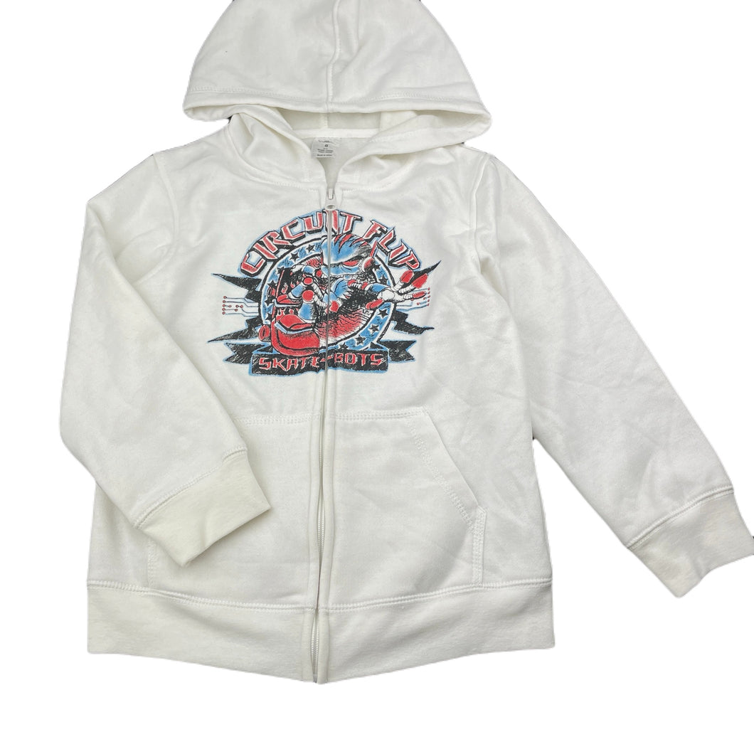 Boys H&T, white fleece lined zip hoodie sweater, EUC, size 6,  