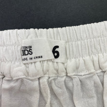 Load image into Gallery viewer, Girls Cotton On, white linen blend shorts, elasticated, FUC, size 6,  