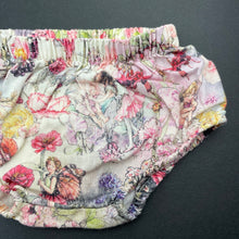 Load image into Gallery viewer, Girls KIP &amp; CO, FLOWER FAIRIES linen nappy cover / bloomers, GUC, size 00,  