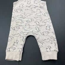 Load image into Gallery viewer, unisex Baby Berry, stretchy overalls / romper, dinosaurs, EUC, size 000,  