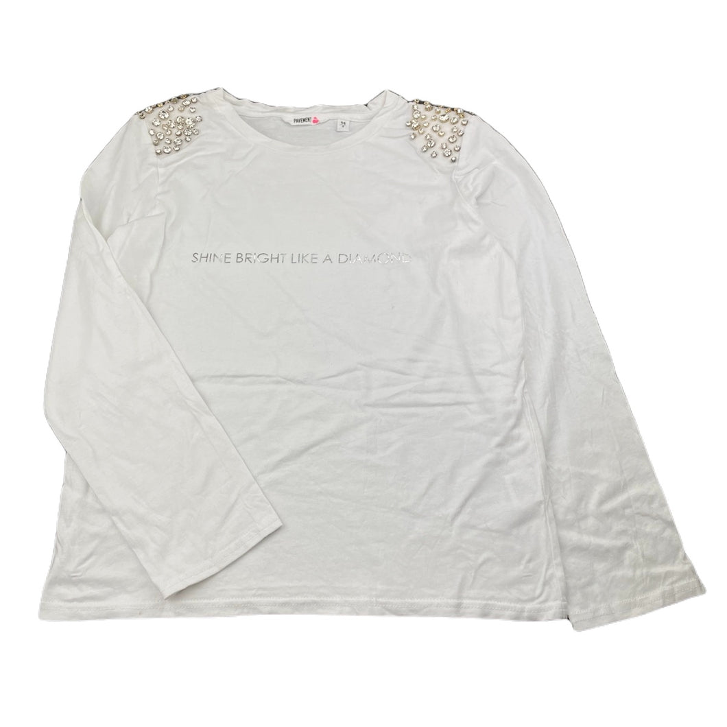 Girls Pavement, embellished cotton long sleeve tee / top, FUC, size 14,  