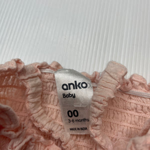 Girls Anko, pink lightweight cotton summer romper, FUC, size 00,  