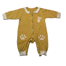 Load image into Gallery viewer, Girls yellow, ribbed cotton romper, FUC, size 000-00,  