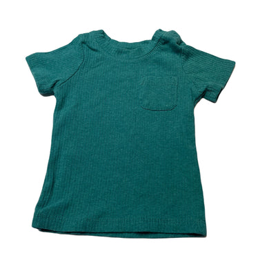 unisex Baby Berry, green ribbed stretchy tee / top, GUC, size 0,  