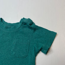 Load image into Gallery viewer, unisex Baby Berry, green ribbed stretchy tee / top, GUC, size 0,  