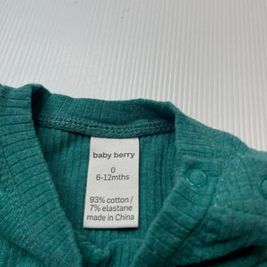 unisex Baby Berry, green ribbed stretchy tee / top, GUC, size 0,  