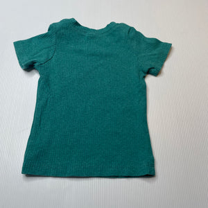 unisex Baby Berry, green ribbed stretchy tee / top, GUC, size 0,  