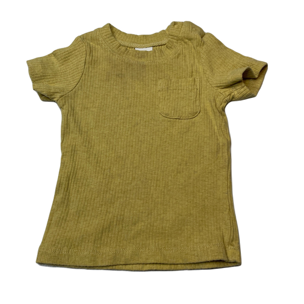 unisex Baby Berry, yellow ribbed stretchy tee / top, GUC, size 0,  