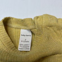 Load image into Gallery viewer, unisex Baby Berry, yellow ribbed stretchy tee / top, GUC, size 0,  