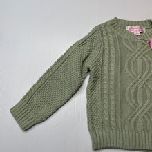 Load image into Gallery viewer, Girls La Sienna Couture, sage cotton knitted sweater / jumper, NEW, size 0,  