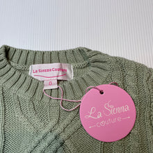 Load image into Gallery viewer, Girls La Sienna Couture, sage cotton knitted sweater / jumper, NEW, size 0,  
