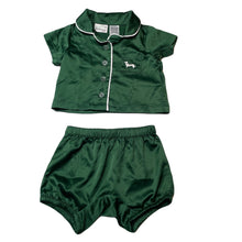 Load image into Gallery viewer, unisex Peter Alexander, green satin pyjama set, EUC, size 000,  