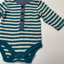 Load image into Gallery viewer, Boys Dymples, striped cotton henley bodysuit / romper, GUC, size 000,  