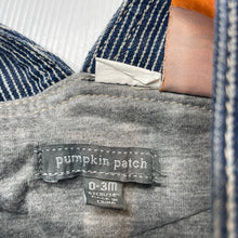 Load image into Gallery viewer, Boys Pumpkin Patch, cotton lined denim overalls / dungarees, EUC, size 000,  