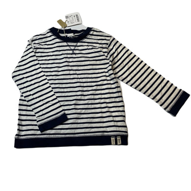 Boys Zara, navy & white stripe cotton long sleeve top, NEW, size 2-3,  