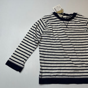 Boys Zara, navy & white stripe cotton long sleeve top, NEW, size 2-3,  