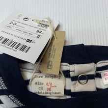 Load image into Gallery viewer, Boys Zara, navy &amp; white stripe cotton long sleeve top, NEW, size 2-3,  