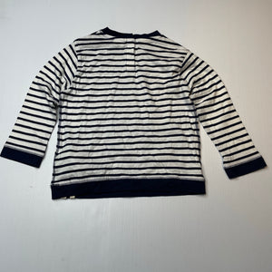 Boys Zara, navy & white stripe cotton long sleeve top, NEW, size 2-3,  