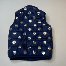 Load image into Gallery viewer, Girls B Collection, navy &amp; silver spot puffer vest, GUC, size 3,  