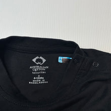 Load image into Gallery viewer, unisex Favourites, black Aust cotton tee / top, EUC, size 0,  
