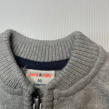 Load image into Gallery viewer, Boys Jack &amp; Milly, knitted cotton zip up sweater, EUC, size 00,  