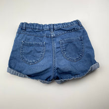 Load image into Gallery viewer, Girls H&amp;T, blue stretch denim shorts, adjustable, FUC, size 7,  